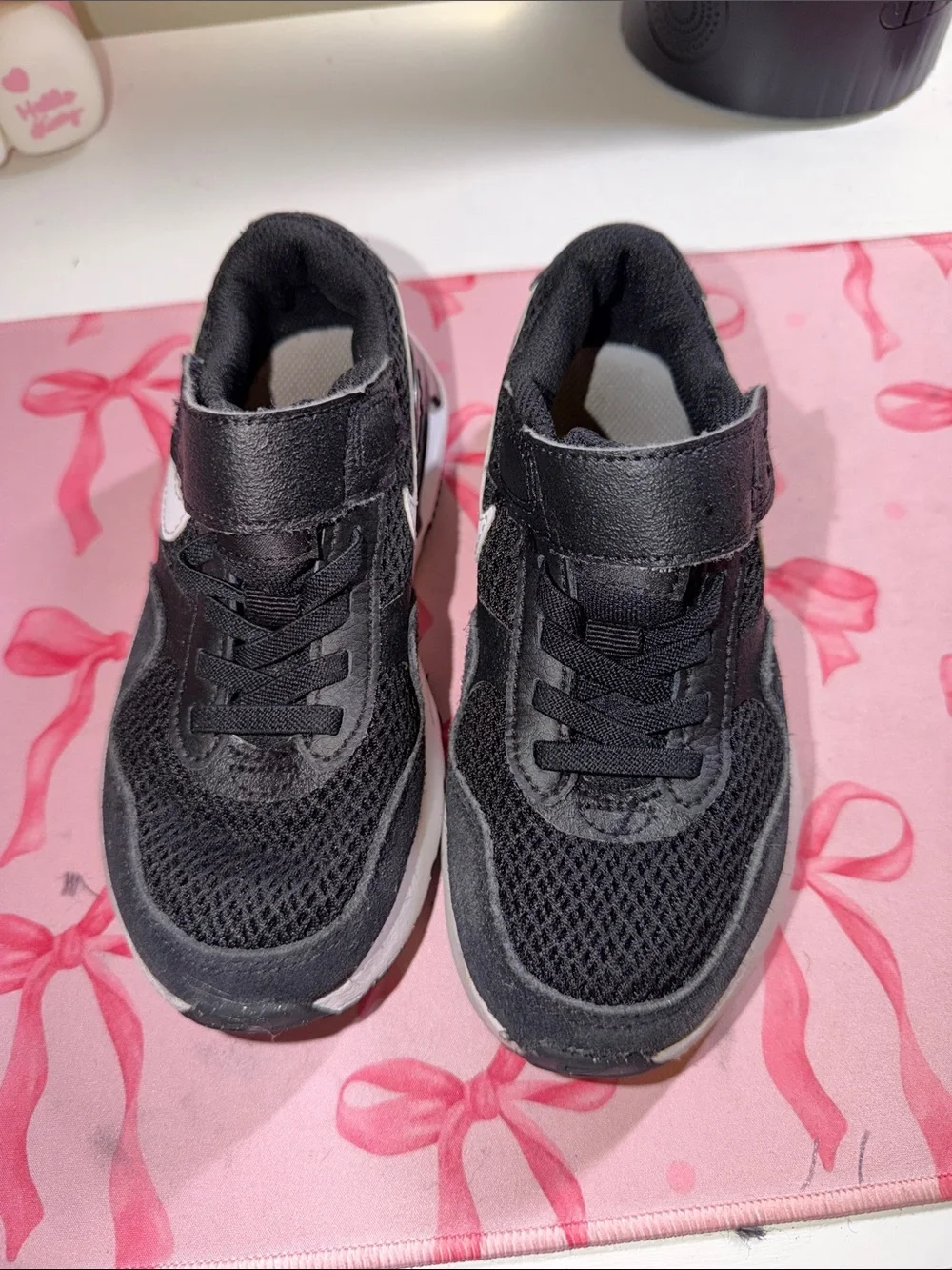 Nike Kids Black and White Air Cushion Hook-and-Loop Sneakers